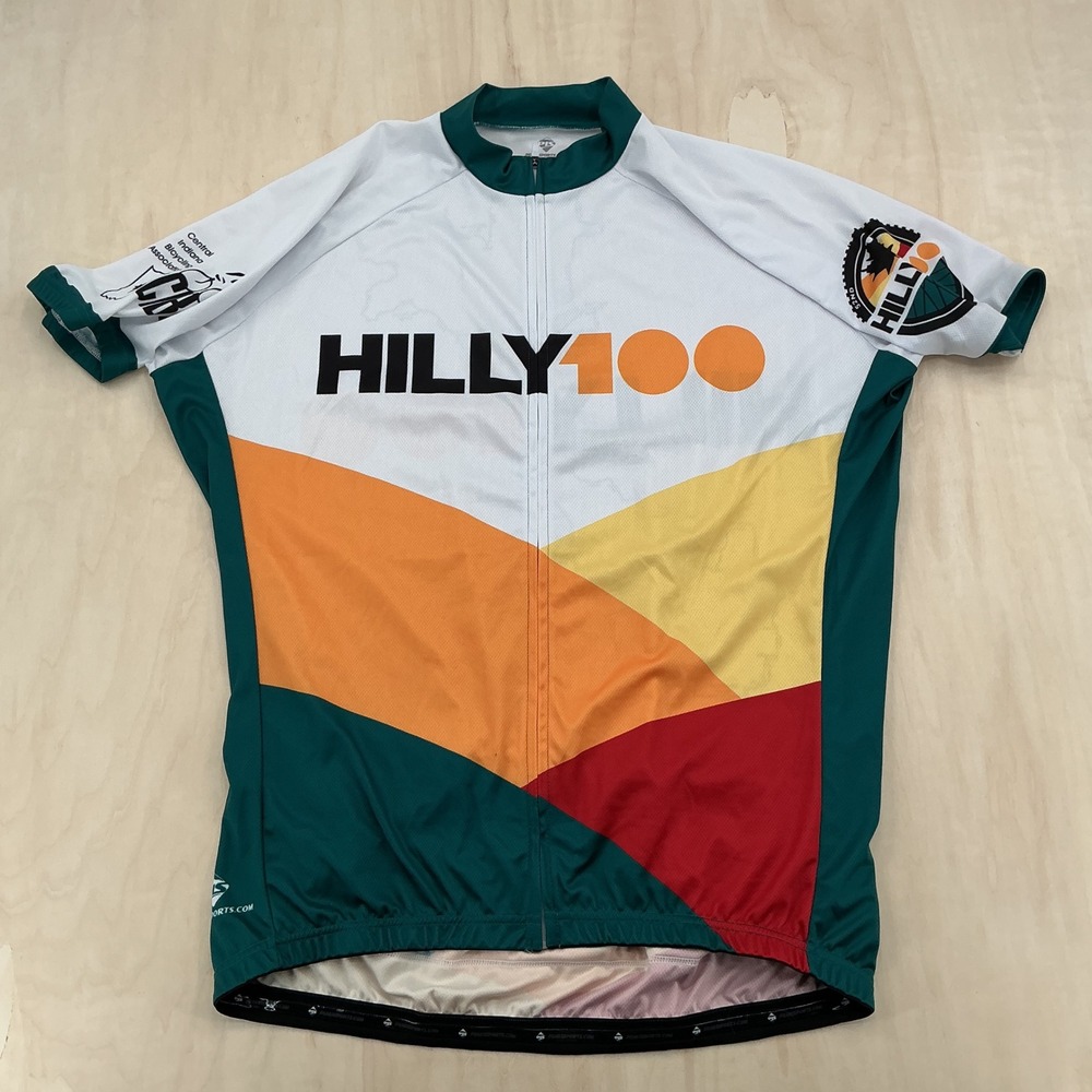 Peak Sports Hilly 100 Cycling Jersey Unisex 2XL Green Orange 2019 Event Sporty